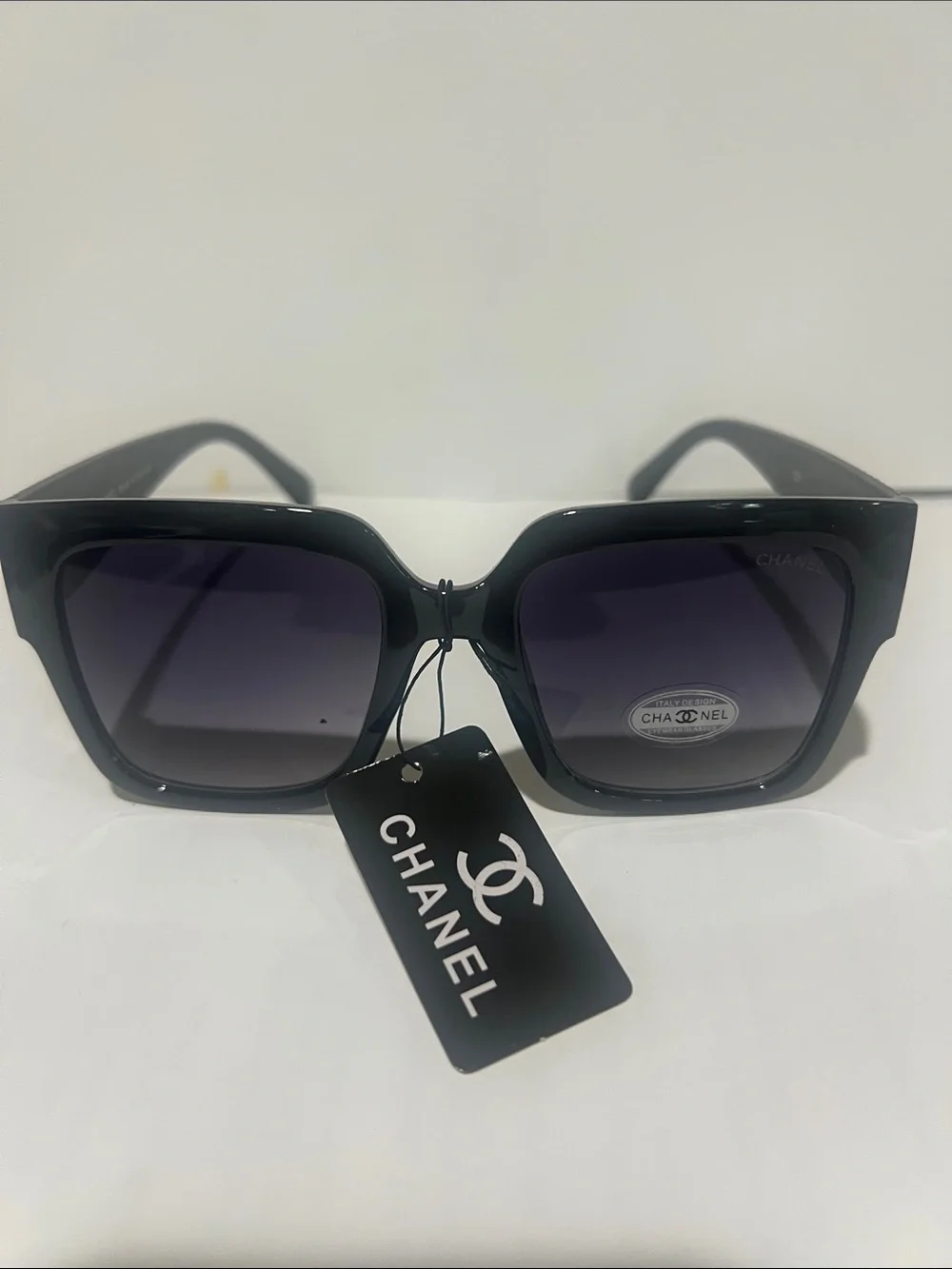 CHANEL Black Square Gradient Lens Sunglasses